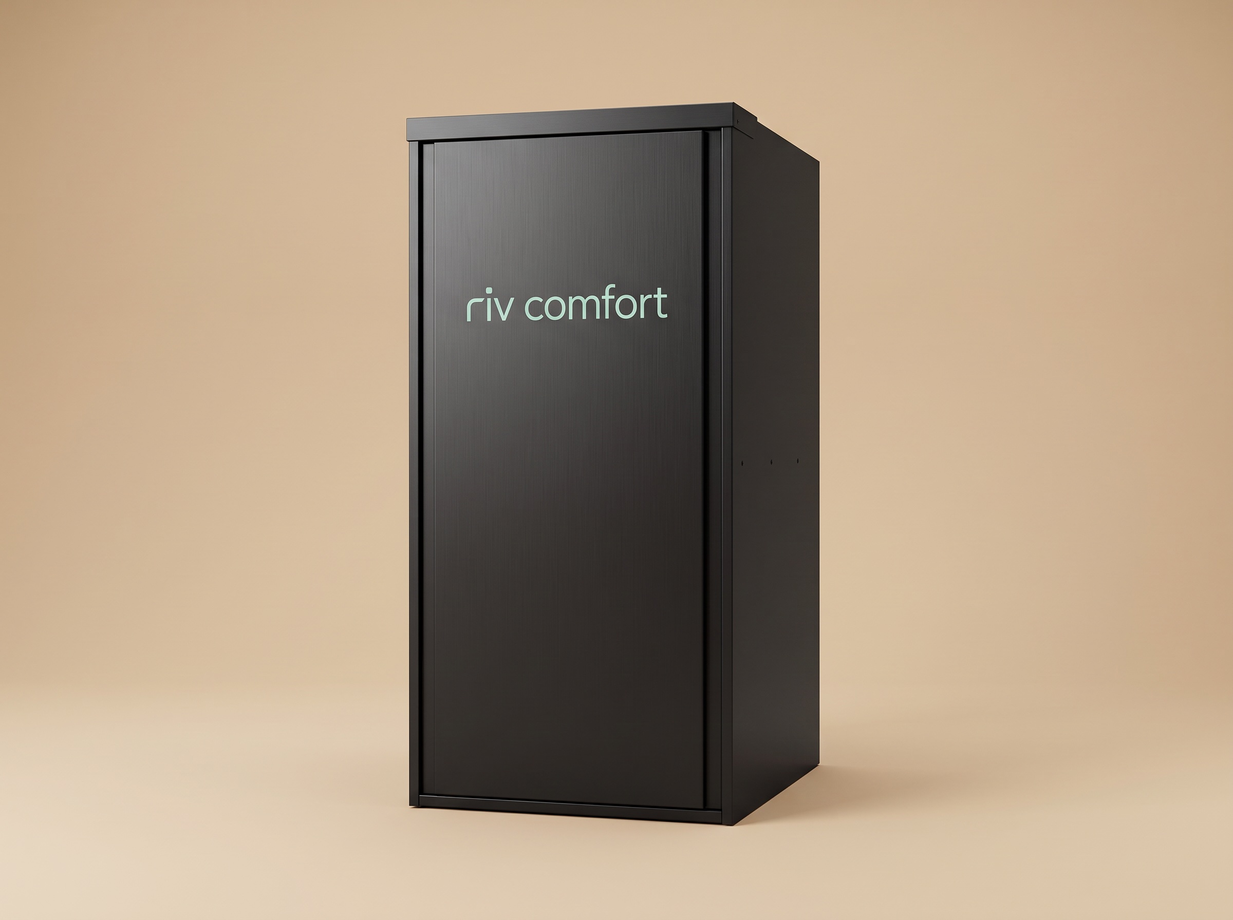 RIV Comfort branded matte-black furnace air handler cabinet
